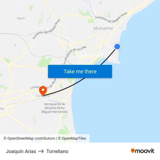 Joaquín Arias to Torrellano map