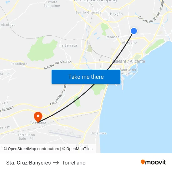 Sta. Cruz-Banyeres to Torrellano map