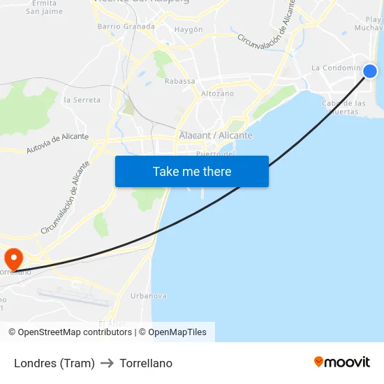 Londres (Tram) to Torrellano map