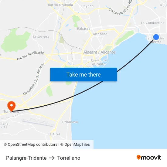 Palangre-Tridente to Torrellano map