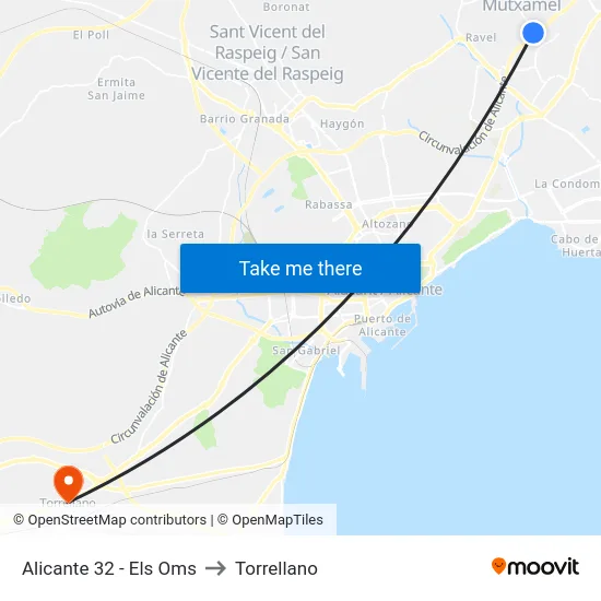 Alicante 32 - Els Oms to Torrellano map