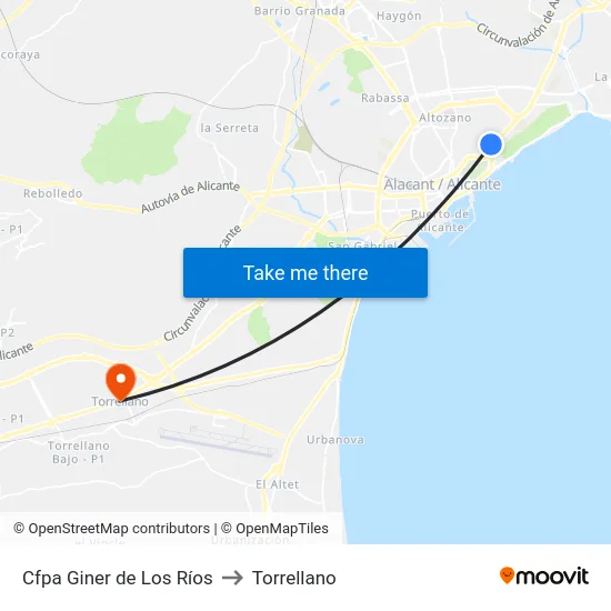 Cfpa Giner de Los Ríos to Torrellano map