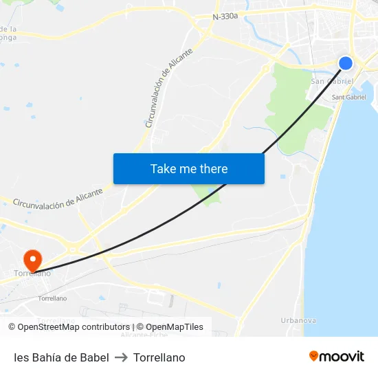 Ies Bahía de Babel to Torrellano map