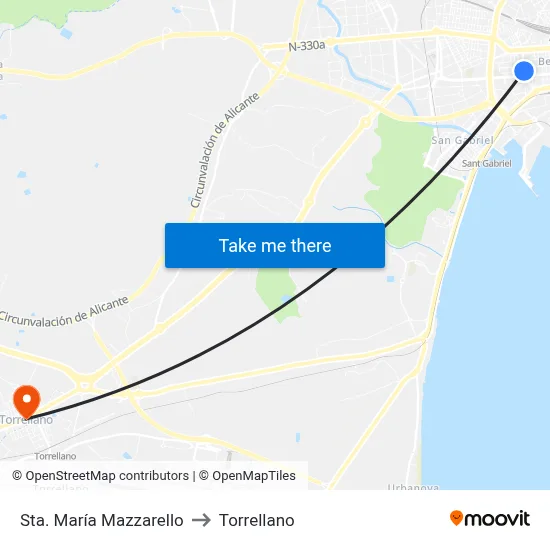 Sta. María Mazzarello to Torrellano map