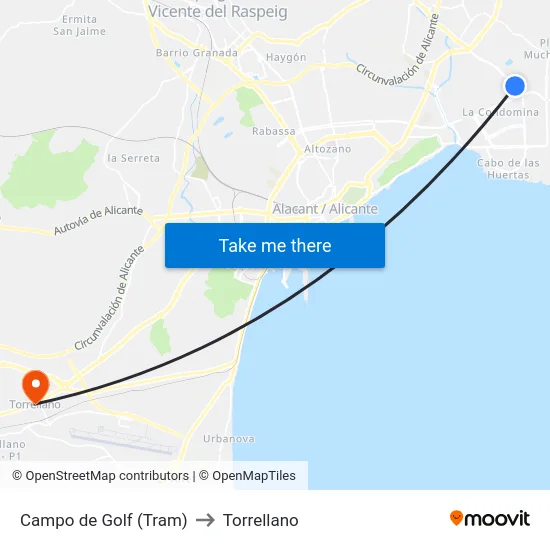 Campo de Golf (Tram) to Torrellano map