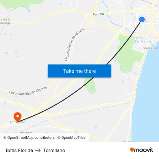 Betis Florida to Torrellano map