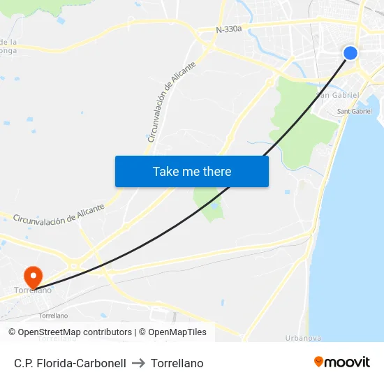 C.P. Florida-Carbonell to Torrellano map