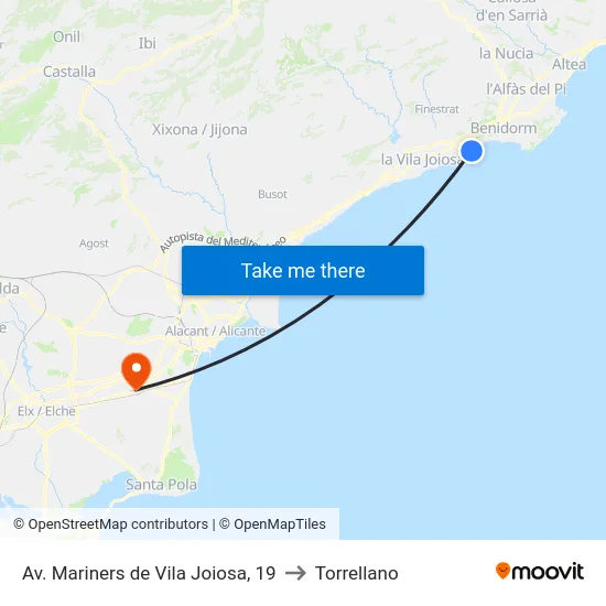 Av. Mariners de Vila Joiosa, 19 to Torrellano map