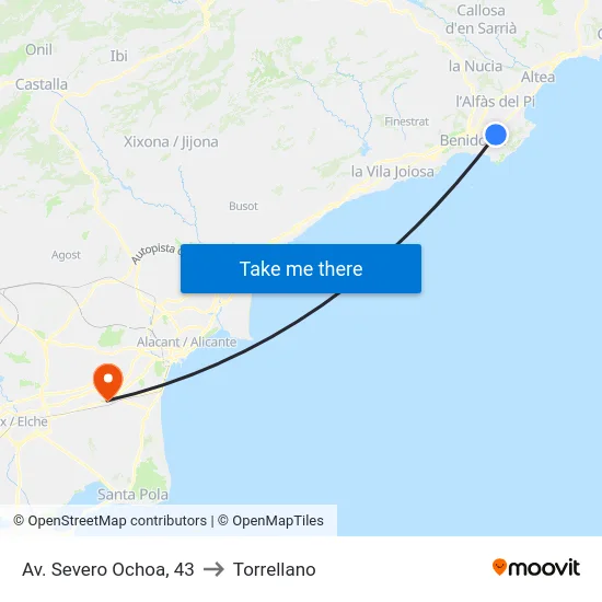 Av. Severo Ochoa, 43 to Torrellano map