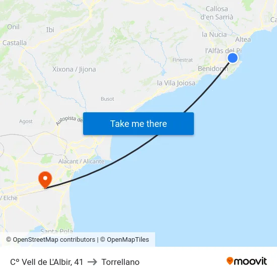 Cº Vell de L'Albir, 41 to Torrellano map
