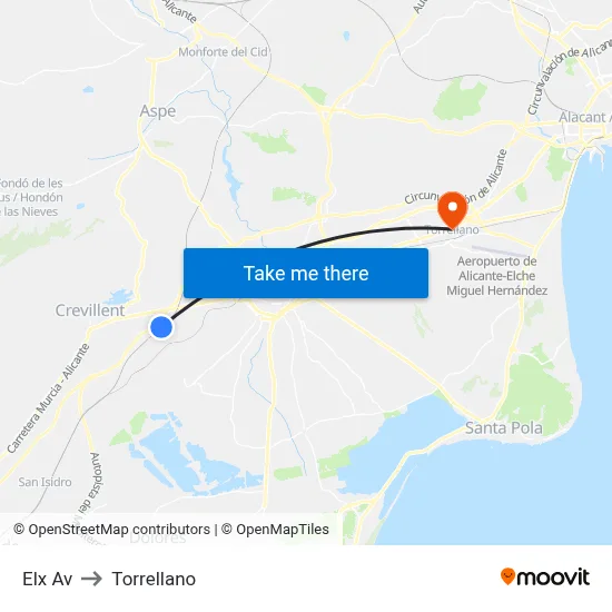 Elx Av to Torrellano map