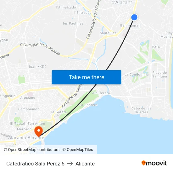 Catedrático Sala Pérez 5 to Alicante map