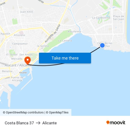 Costa Blanca 37 to Alicante map