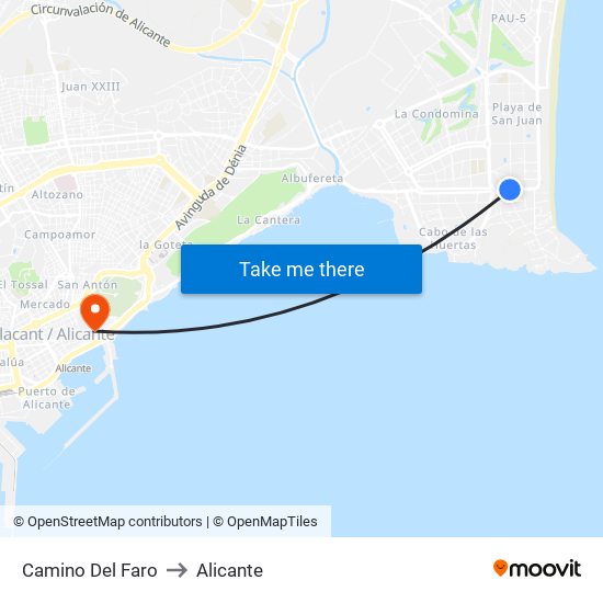 Camino Del Faro to Alicante map