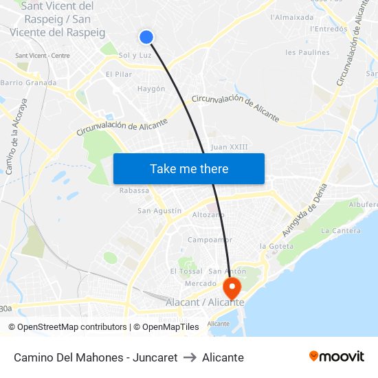 Camino Del Mahones - Juncaret to Alicante map