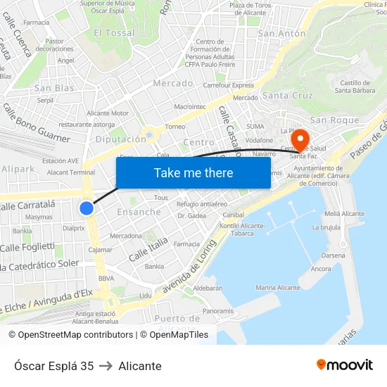 Óscar Esplá 35 to Alicante map