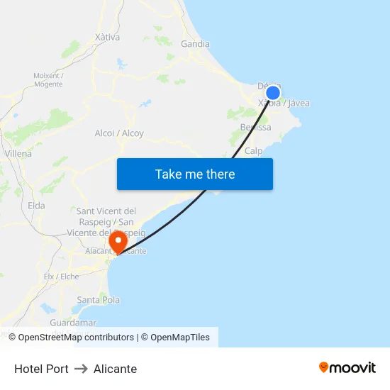 Hotel Port to Alicante map