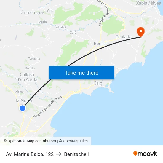 Av. Marina Baixa, 122 to Benitachell map