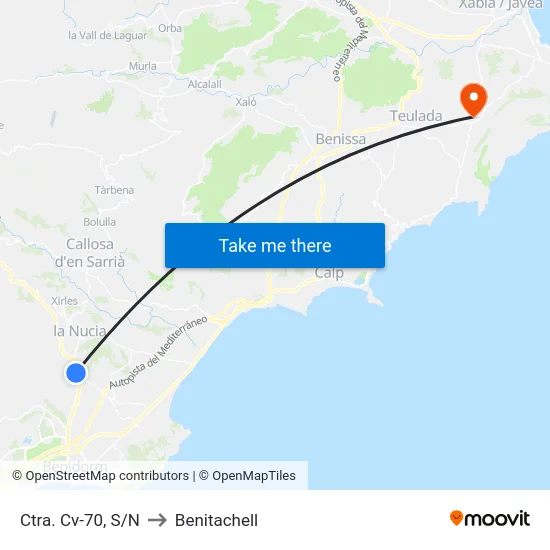 Ctra. Cv-70, S/N to Benitachell map