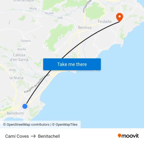 Camí Coves to Benitachell map