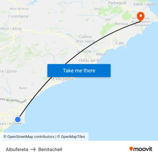Albufereta to Benitachell map
