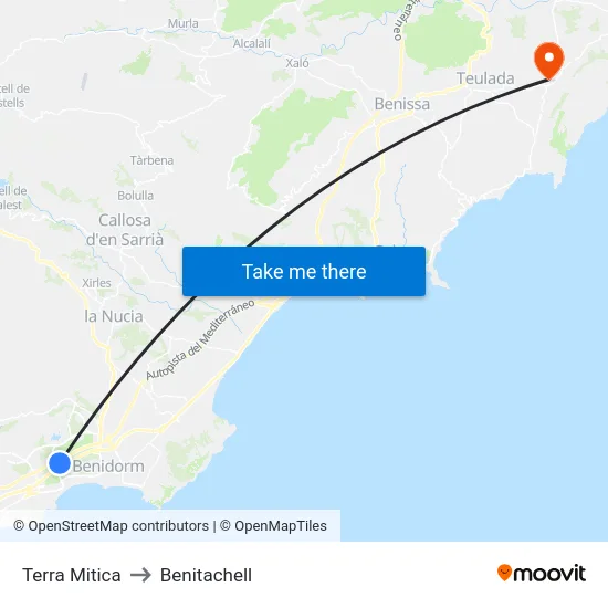 Terra Mitica to Benitachell map