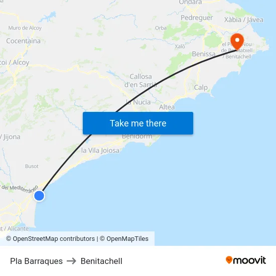 Pla Barraques to Benitachell map