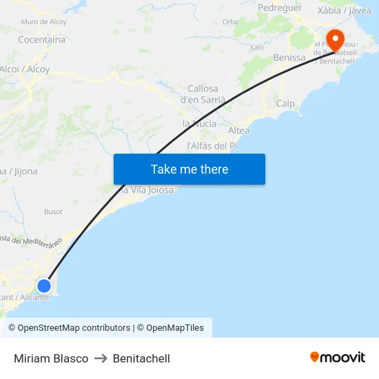 Miriam Blasco to Benitachell map