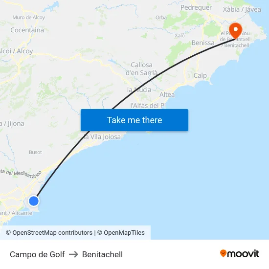 Campo de Golf to Benitachell map