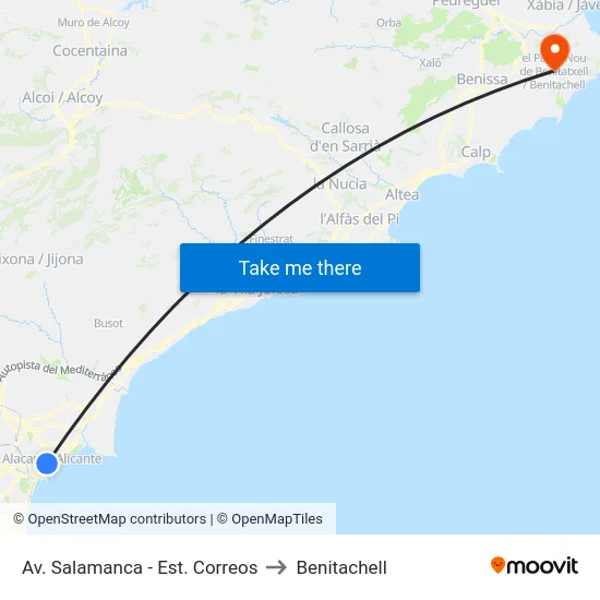 Av. Salamanca - Est. Correos to Benitachell map