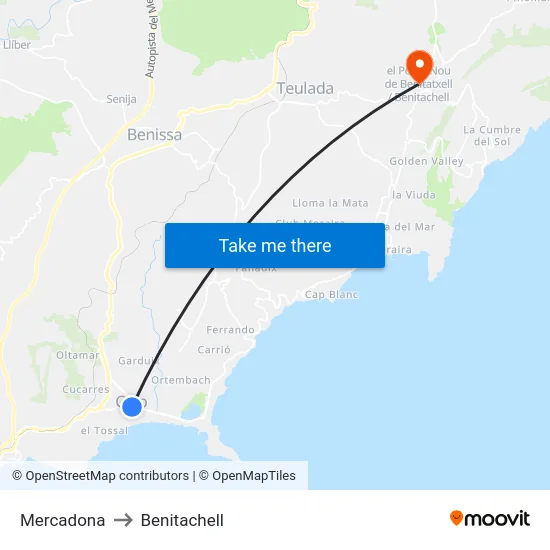 Mercadona to Benitachell map