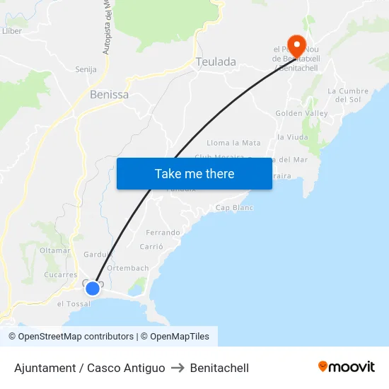 Ajuntament / Casco Antiguo to Benitachell map