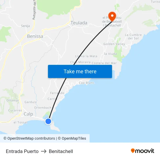 Entrada Puerto to Benitachell map
