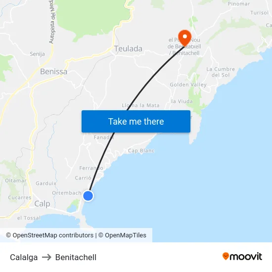 Calalga to Benitachell map