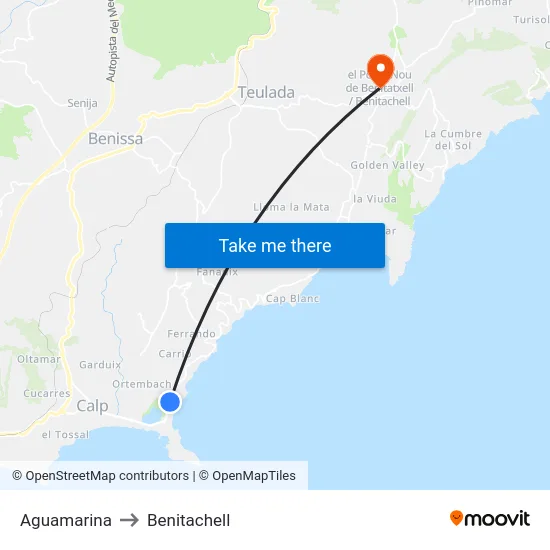 Aguamarina to Benitachell map
