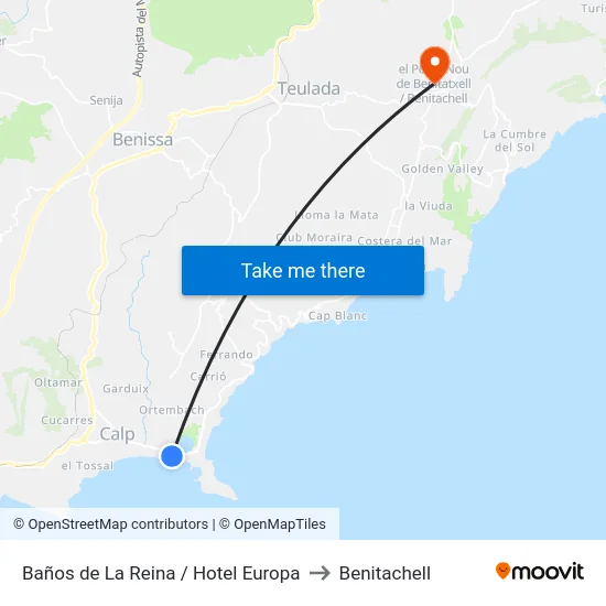 Baños de La Reina / Hotel Europa to Benitachell map