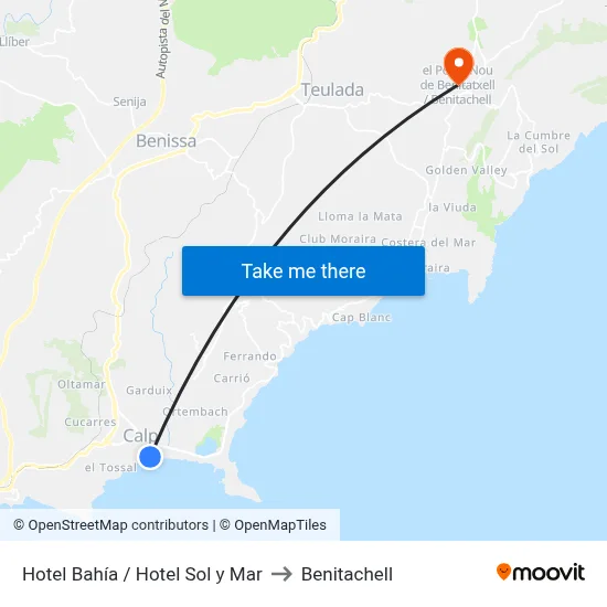 Hotel Bahía / Hotel Sol y Mar to Benitachell map