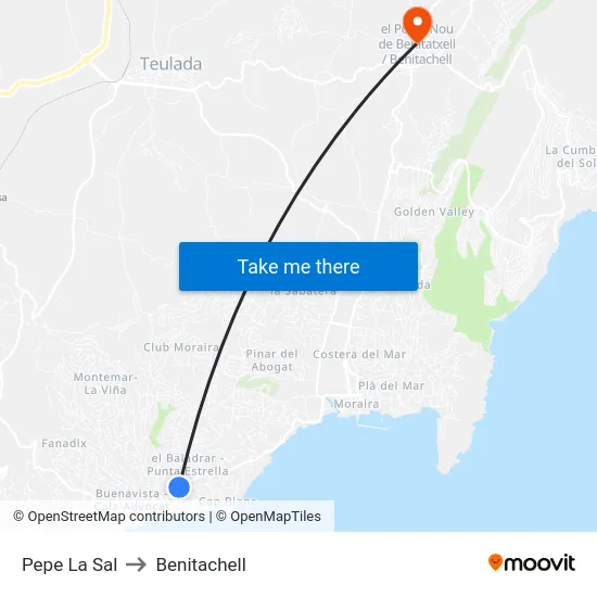 Pepe La Sal to Benitachell map