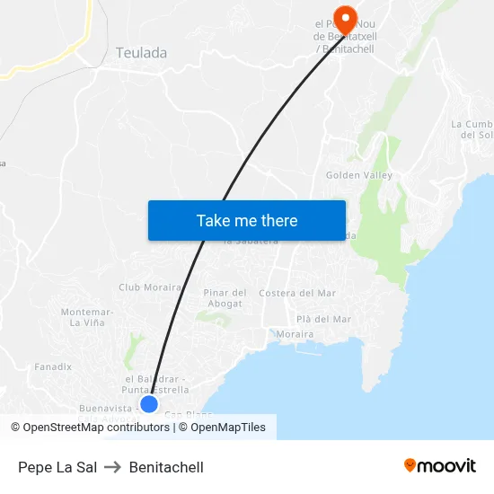 Pepe La Sal to Benitachell map