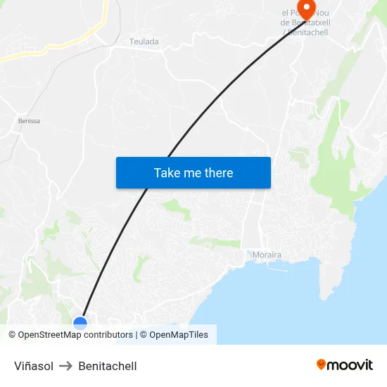 Viñasol to Benitachell map