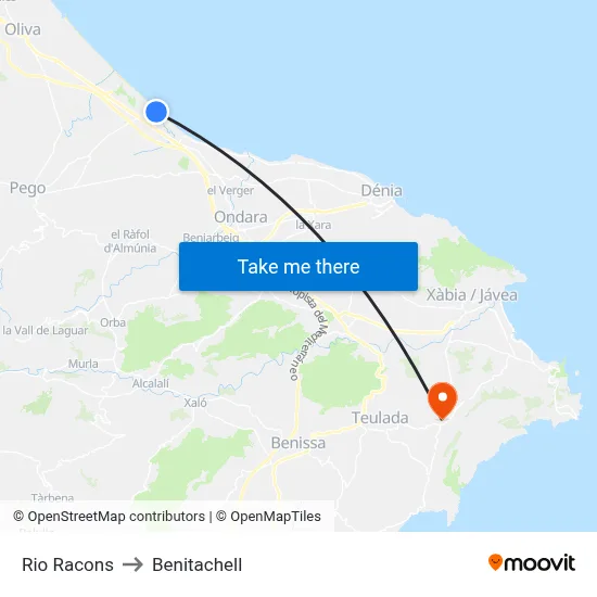 Rio Racons to Benitachell map