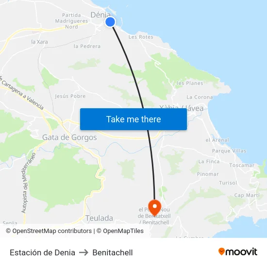 Estación de Denia to Benitachell map