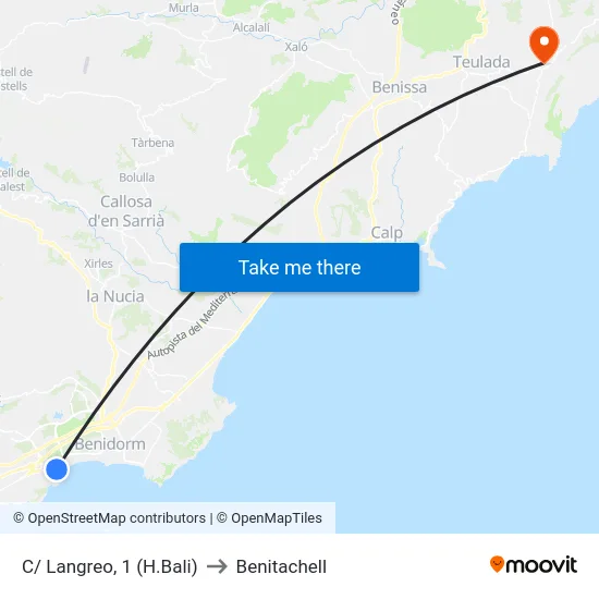 C/ Langreo, 1 (H.Bali) to Benitachell map
