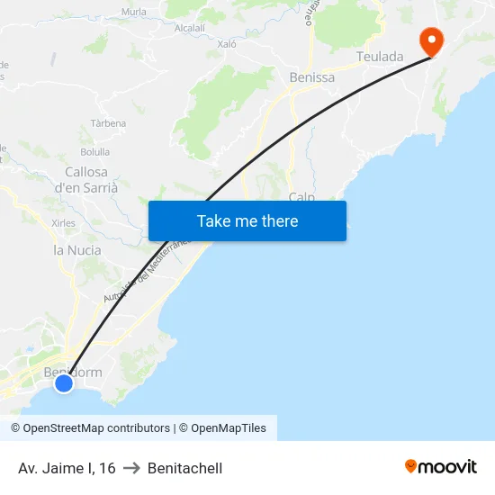 Av. Jaime I, 16 to Benitachell map