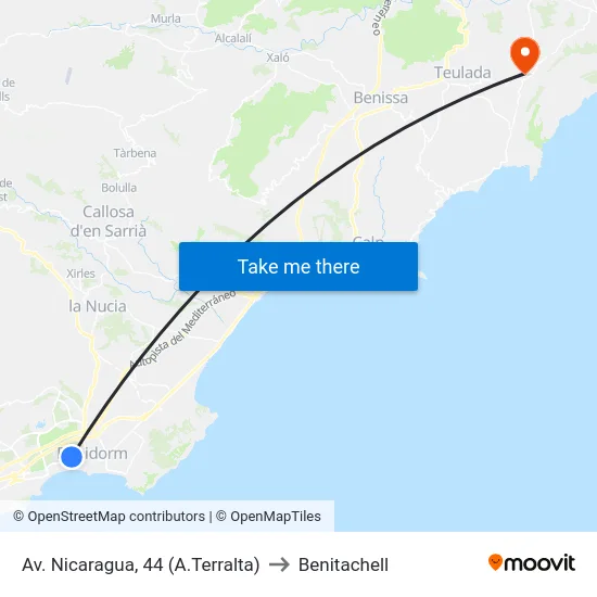 Av. Nicaragua, 44 (A.Terralta) to Benitachell map