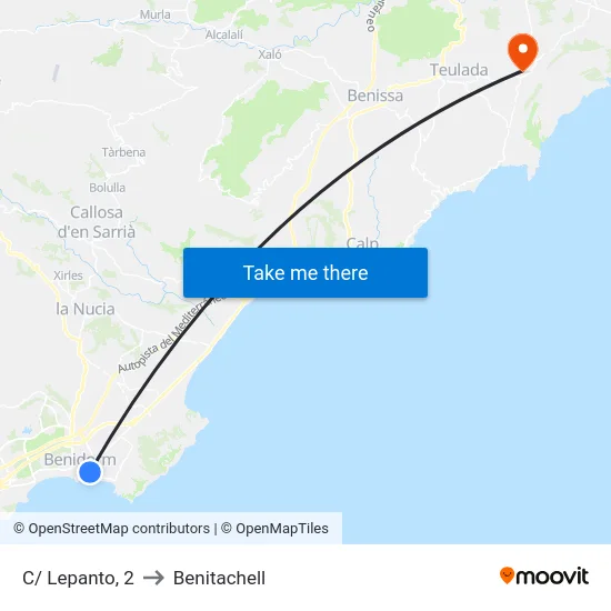 C/ Lepanto, 2 to Benitachell map
