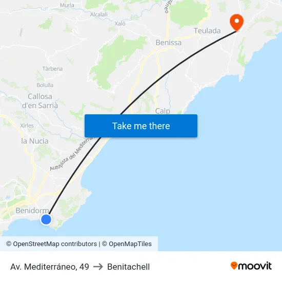 Av. Mediterráneo, 49 to Benitachell map