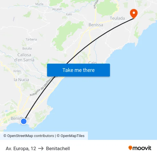 Av. Europa, 12 to Benitachell map