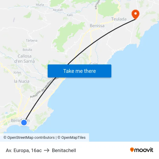 Av. Europa, 16ac to Benitachell map