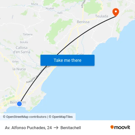Av. Alfonso Puchades, 24 to Benitachell map